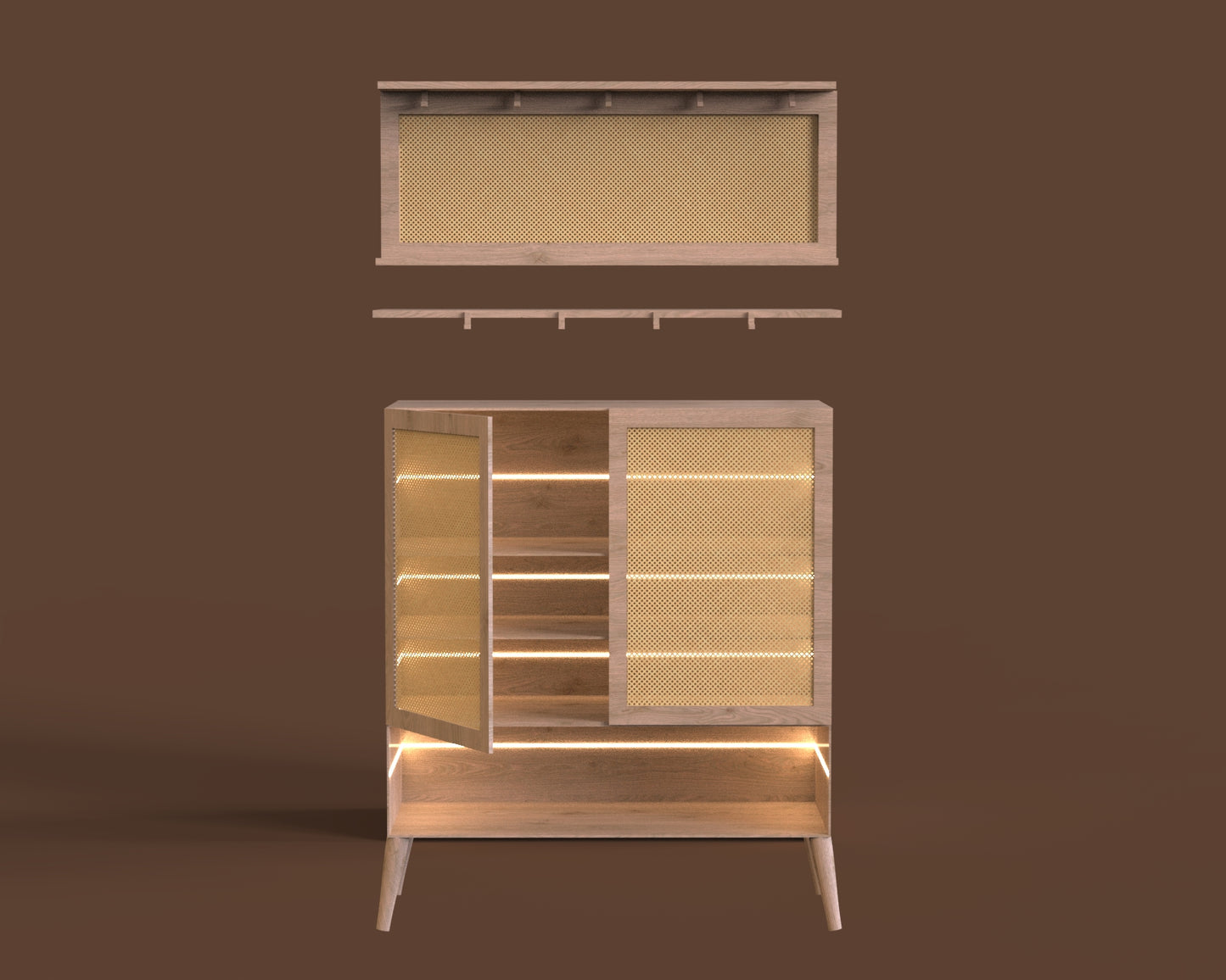 Sunset Glow Cabinet and Shelves