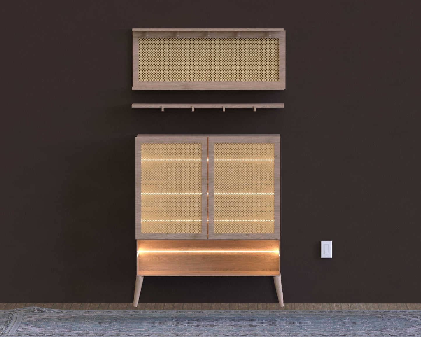 Sunset Glow Cabinet and Shelves